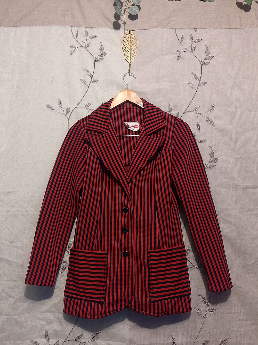 Bold Vintage Women's Red & Black Striped Blazer Jacket